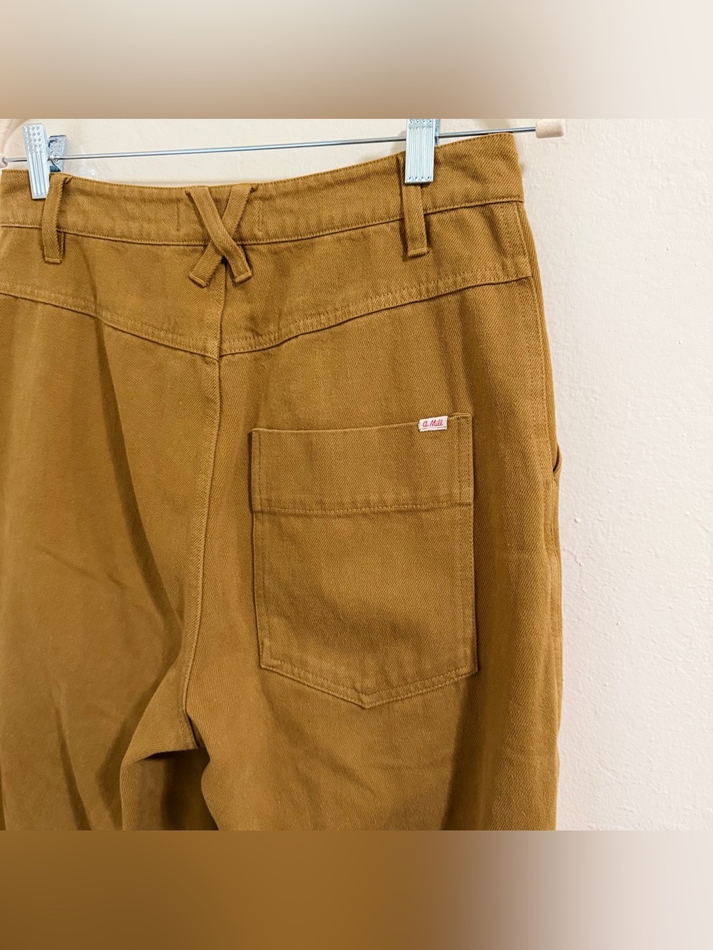 Alex Mill Patrick Washed Denim Wide Leg Pants Golden Khaki Ochre Size 4 Cargo - Picture 13 of 16